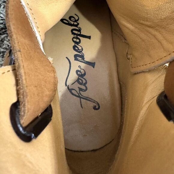 Free People Boots Womens Size 38 Tan Suede Clog Ankle Wrap Wooden Heel 500030907 - Picture 11 of 11